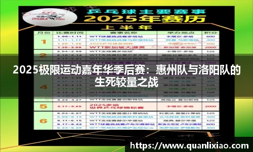 2025极限运动嘉年华季后赛：惠州队与洛阳队的生死较量之战